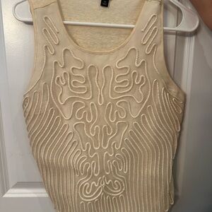 Ann Taylor Cream Embroidered Tank Top